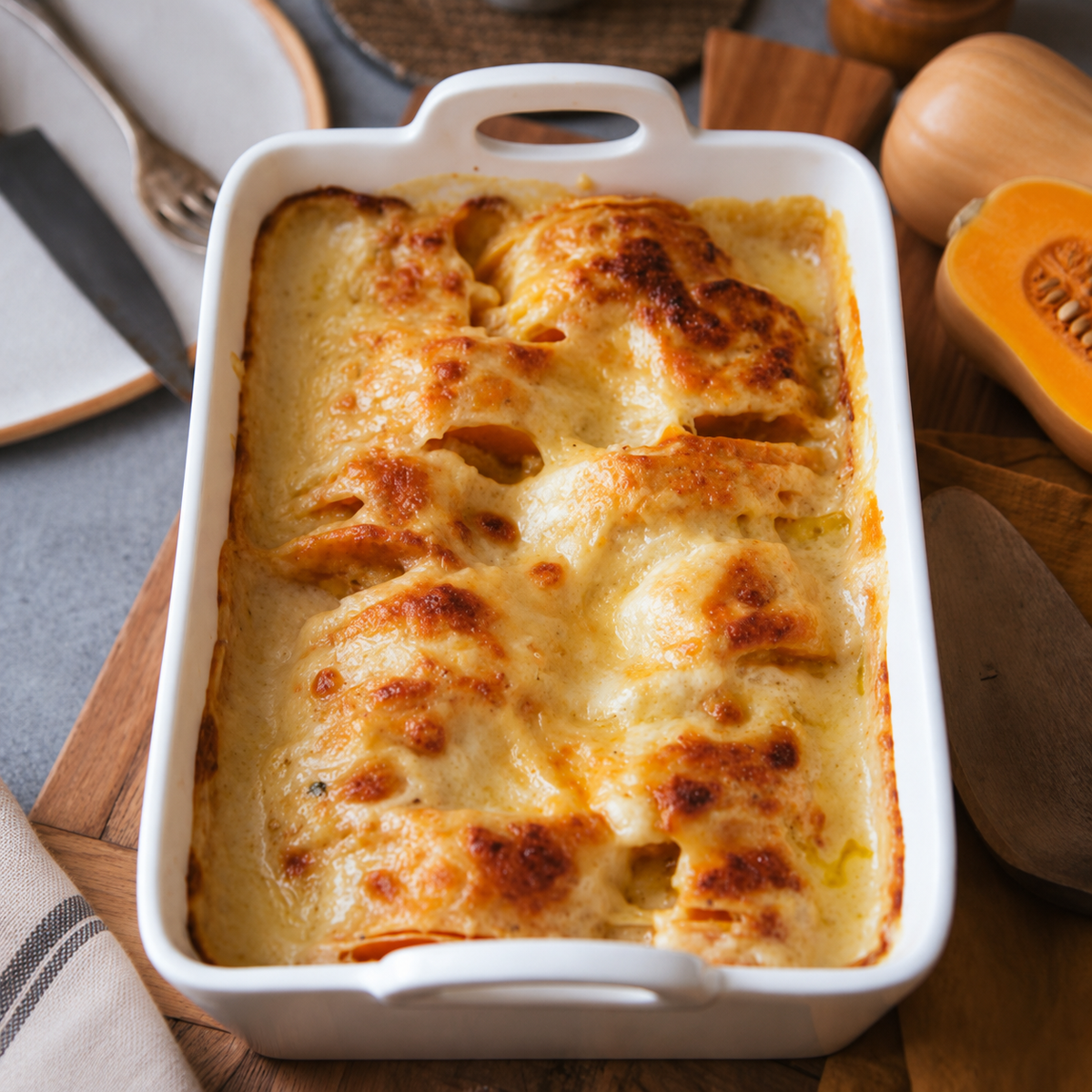 Gratin de butternut et scamorza fumée